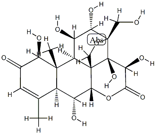 (+)-13,20-Epoxy-1β,6α,11β,12α,14,15β,21-heptahydroxypicrasa-3-ene-2,16-dione Structural