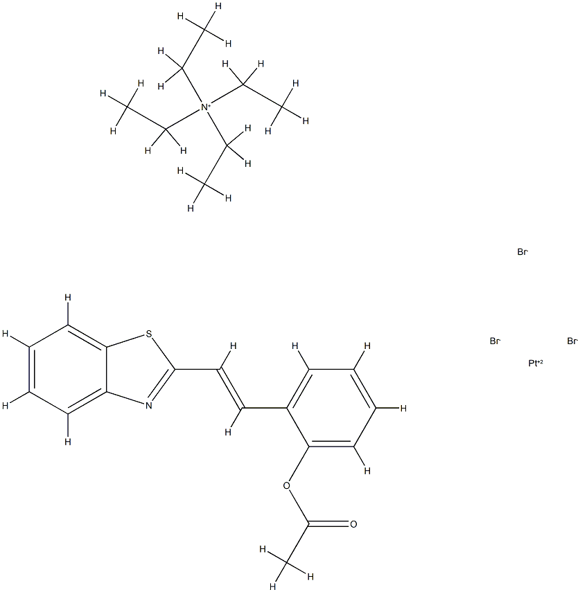 tetraethylammonium tribromo(2-(2-acetoxystyryl)benzothiazole)platinate(II) Structural