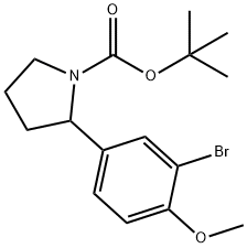 tert-butyl 2-(3-bromo-4-methoxyphenyl)pyrrolidine-1-carboxylate Structural