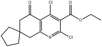 Ethyl 2,4-dichloro-5-oxo-6,8-dihydro-5H-spiro[cyclopentane-1,7-quinoline]-3-carboxylate Structural