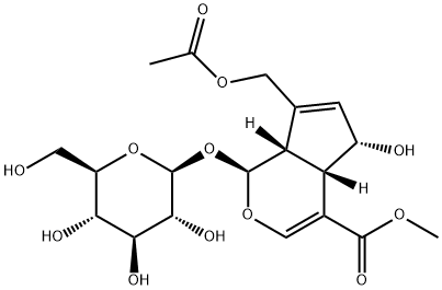 (1S)-1α-(β-D-Glucopyranosyloxy)-5β-hydroxy-7-(acetoxymethyl)-1,4aα,5,7aα-tetrahydrocyclopenta[c]pyran-4-carboxylic acid methyl ester Structural