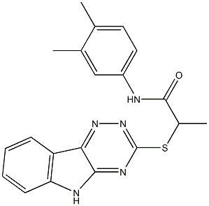 N-(3,4-dimethylphenyl)-2-(5H-[1,2,4]triazino[5,6-b]indol-3-ylsulfanyl)propanamide Structural