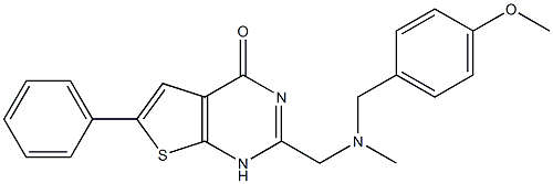 Thieno[2,3-d]pyrimidin-4(1H)-one, 2-[[[(4-methoxyphenyl)methyl]methylamino]methyl]-6-phenyl- Structural