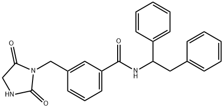Benzamide, 3-[(2,5-dioxo-1-imidazolidinyl)methyl]-N-(1,2-diphenylethyl)- Structural