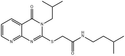 Acetamide, 2-[[3,4-dihydro-3-(2-methylpropyl)-4-oxopyrido[2,3-d]pyrimidin-2-yl]thio]-N-(3-methylbutyl)- Structural