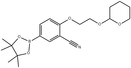 Benzonitrile, 2-[2-[(tetrahydro-2H-pyran-2-yl)oxy]ethoxy]-5-(4,4,5,5-tetramethyl-1,3,2-dioxaborolan-2-yl)- Structural