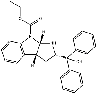Pyrrolo[2,3-b]indole-8(1H)-carboxylic acid, 2,3,3a,8a-tetrahydro-2-(hydroxydiphenylmethyl)-, ethyl ester, (2S,3aR,8aS)- Structural