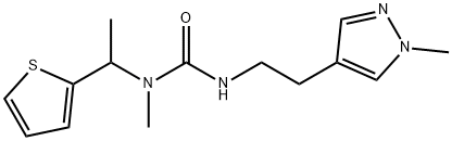 Urea, N-methyl-N'-[2-(1-methyl-1H-pyrazol-4-yl)ethyl]-N-[1-(2-thienyl)ethyl]- Structural