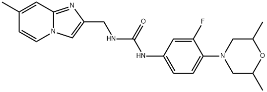 Urea, N-[4-(2,6-dimethyl-4-morpholinyl)-3-fluorophenyl]-N'-[(7-methylimidazo[1,2-a]pyridin-2-yl)methyl]- Structural