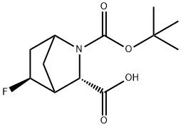 TRANS-2-(TERT-BUTOXYCARBONYL)-5-FLUORO-2-AZABICYCLO[2.2.1]HEPTANE-3-CARBOXYLIC ACID Structural