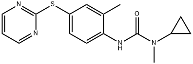 Urea, N-cyclopropyl-N-methyl-N'-[2-methyl-4-(2-pyrimidinylthio)phenyl]- Structural