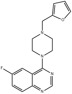 Quinazoline, 6-fluoro-4-[4-(2-furanylmethyl)-1-piperazinyl]- Structural