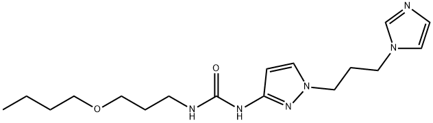 Urea, N-(3-butoxypropyl)-N'-[1-[3-(1H-imidazol-1-yl)propyl]-1H-pyrazol-3-yl]- Structural