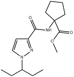 Cyclopentanecarboxylic acid, 1-[[[1-(1-ethylpropyl)-1H-pyrazol-3-yl]carbonyl]amino]-, methyl ester Structural