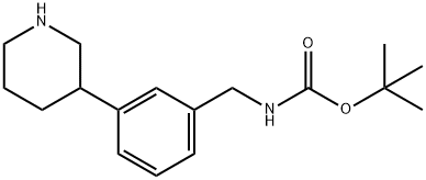 tert-butyl N-{[3-(piperidin-3-yl)phenyl]methyl}carbamate Structural