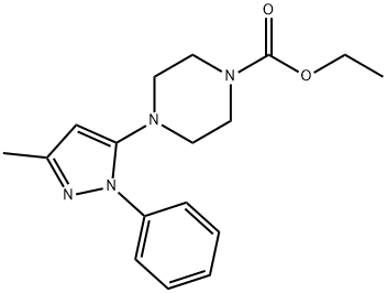 Ethyl 4-(3-methyl-1-phenyl-1H-pyrazol-5-yl)piperazine-1-carboxylate Structural
