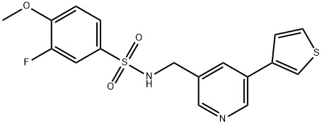 Benzenesulfonamide, 3-fluoro-4-methoxy-N-[[5-(3-thienyl)-3-pyridinyl]methyl]- Structural