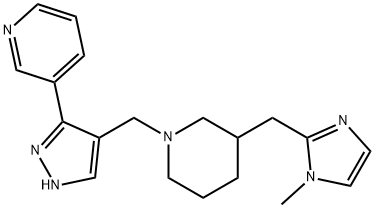 Pyridine, 3-[4-[[3-[(1-methyl-1H-imidazol-2-yl)methyl]-1-piperidinyl]methyl]-1H-pyrazol-3-yl]- Structural