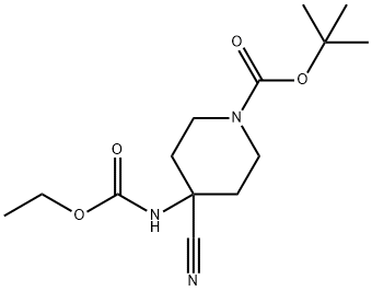 tert-butyl 4-cyano-4-((ethoxycarbonyl)amino)piperidine-1-carboxylate Structural