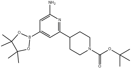 tert-butyl 4-(6-amino-4-(4,4,5,5-tetramethyl-1,3,2-dioxaborolan-2-yl)pyridin-2-yl)piperidine-1-carboxylate Structural