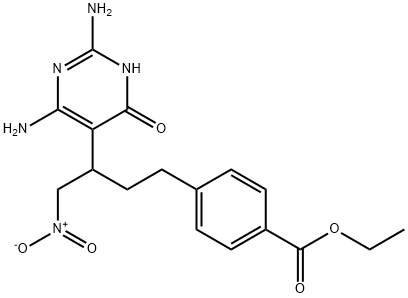 4-[3-(2,4-diamino-6-oxo-1,6-dihydropyrimidin-5-yl)-4-nitrobutyl]benzoic acid ethyl ester Structural