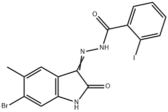 N'-(6-bromo-5-methyl-2-oxo-1,2-dihydro-3H-indol-3-ylidene)-2-iodobenzohydrazide Structural