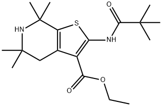 Thieno[2,3-c]pyridine-3-carboxylic acid, 2-[(2,2-dimethyl-1-oxopropyl)amino]-4,5,6,7-tetrahydro-5,5,7,7-tetramethyl-, ethyl ester Structural