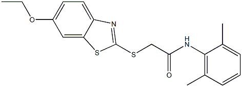 N-(2,6-dimethylphenyl)-2-[(6-ethoxy-1,3-benzothiazol-2-yl)sulfanyl]acetamide Structural