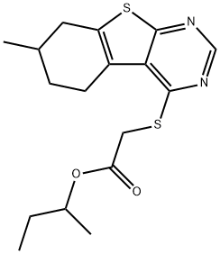 sec-butyl [(7-methyl-5,6,7,8-tetrahydro[1]benzothieno[2,3-d]pyrimidin-4-yl)sulfanyl]acetate Structural