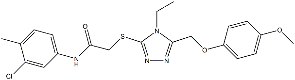 N-(3-chloro-4-methylphenyl)-2-({4-ethyl-5-[(4-methoxyphenoxy)methyl]-4H-1,2,4-triazol-3-yl}sulfanyl)acetamide Structural