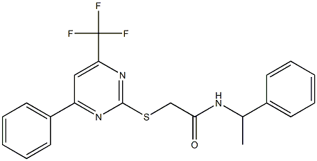 N-(1-phenylethyl)-2-{[4-phenyl-6-(trifluoromethyl)-2-pyrimidinyl]sulfanyl}acetamide Structural
