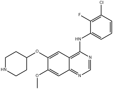 N-(3-chloro-2-fluorophenyl)-7-methoxy-6-(piperidin-4-yloxy)quinazolin-4-amine Structural