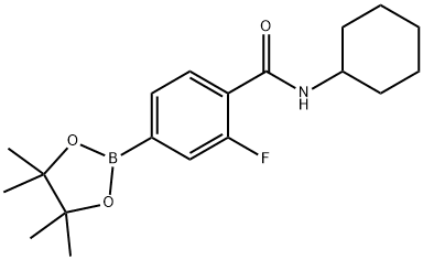 N-Cyclohexyl-2-fluoro-4-(4,4,5,5-tetramethyl-1,3,2-dioxaborolan-2-yl)benzamide Structural