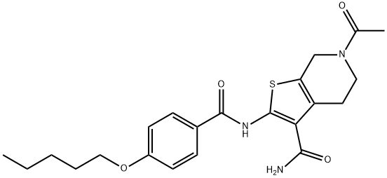 Thieno[2,3-c]pyridine-3-carboxamide, 6-acetyl-4,5,6,7-tetrahydro-2-[[4-(pentyloxy)benzoyl]amino]- Structural