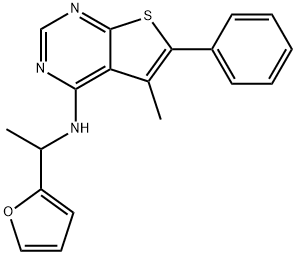 Thieno[2,3-d]pyrimidin-4-amine, N-[1-(2-furanyl)ethyl]-5-methyl-6-phenyl- Structural