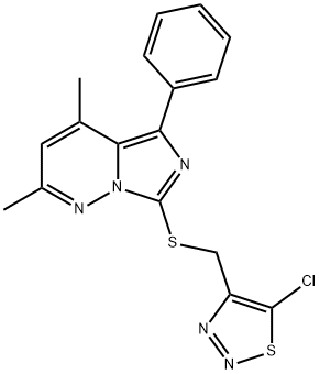 Imidazo[1,5-b]pyridazine, 7-[[(5-chloro-1,2,3-thiadiazol-4-yl)methyl]thio]-2,4-dimethyl-5-phenyl- Structural