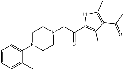 Ethanone, 1-(4-acetyl-3,5-dimethyl-1H-pyrrol-2-yl)-2-[4-(2-methylphenyl)-1-piperazinyl]- Structural