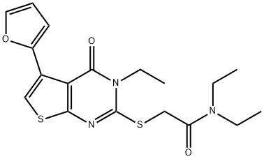 Acetamide, N,N-diethyl-2-[[3-ethyl-5-(2-furanyl)-3,4-dihydro-4-oxothieno[2,3-d]pyrimidin-2-yl]thio]- Structural
