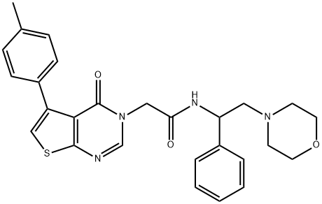 Thieno[2,3-d]pyrimidine-3(4H)-acetamide, 5-(4-methylphenyl)-N-[2-(4-morpholinyl)-1-phenylethyl]-4-oxo- Structural