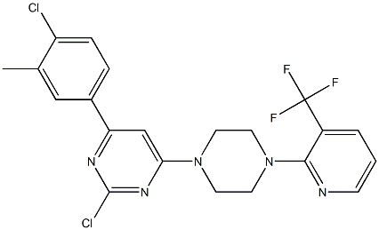 2-CHLORO-4-(4-CHLORO-3-METHYL-PHENYL)-6-[4-(3-TRIFLUOROMETHYL-PYRIDIN-2-YL)-PIPERAZIN-1-YL]-PYRIMIDINE Structural