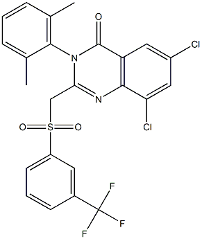 6,8-dichloro-3-(2,6-dimethylphenyl)-2-({[3-(trifluoromethyl)phenyl]sulfonyl}methyl)-4(3H)-quinazolinone