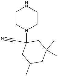 3,3,5-trimethyl-1-(piperazin-1-yl)cyclohexane-1-carbonitrile