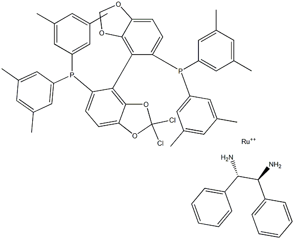 Dichloro{(S)-(-)-5,5'-bis[di(3,5-xylyl)phosphino]-4,4'-bi-1,3-benzodioxole}[(1S,2S)-(-)-1,2-diphenylethylenediamine]ruthenium(II) Structural