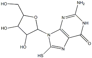 2-amino-9-[3,4-dihydroxy-5-(hydroxymethyl)tetrahydro-2-furanyl]-8-sulfanyl-1,9-dihydro-6H-purin-6-one Structural