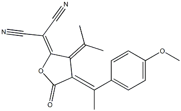 (E)-2-(4-(1-(4-METHOXYPHENYL)ETHYLIDENE)-5-OXO-3-(PROPAN-2-YLIDENE)DIHYDROFURAN-2(3H)-YLIDENE)MALONONITRILE