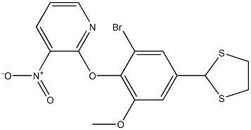 2-[2-bromo-4-(1,3-dithiolan-2-yl)-6-methoxyphenoxy]-3-nitropyridine Structural