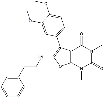 Furo[2,3-d]pyrimidine-2,4(1H,3H)-dione,  5-(3,4-dimethoxyphenyl)-1,3-dimethyl-6-[(2-phenylethyl)amino]- Structural