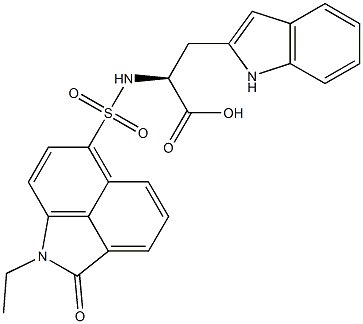 N-[(1-ethyl-2-oxo-1,2-dihydrobenzo[cd]indol-6-yl)sulfonyl]-3-(1H-indol-2-yl)alanine Structural
