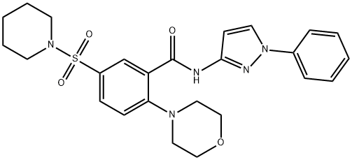 Benzamide, 2-(4-morpholinyl)-N-(1-phenyl-1H-pyrazol-3-yl)-5-(1-piperidinylsulfonyl)- Structural