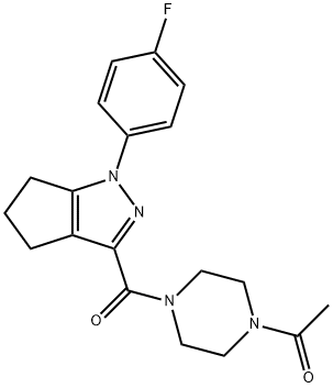 Ethanone, 1-[4-[[1-(4-fluorophenyl)-1,4,5,6-tetrahydro-3-cyclopentapyrazolyl]carbonyl]-1-piperazinyl]- Structural